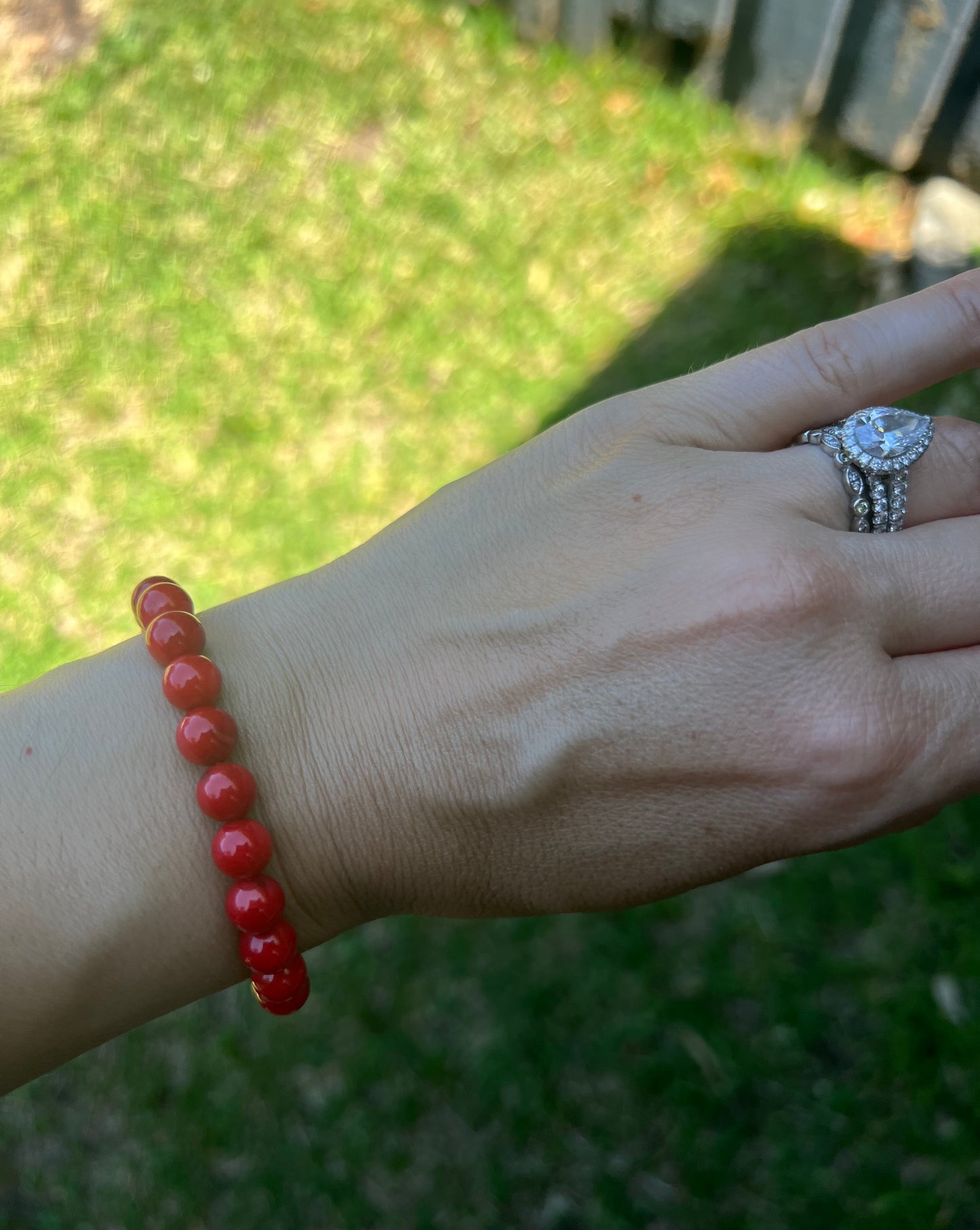 Red Bamboo Bead Bracelet 8mm