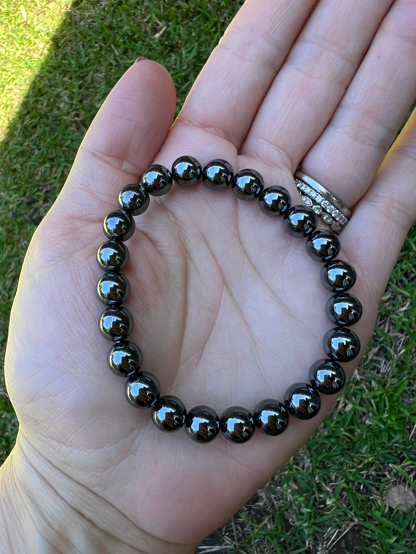 Hematite Bead Bracelet 8mm