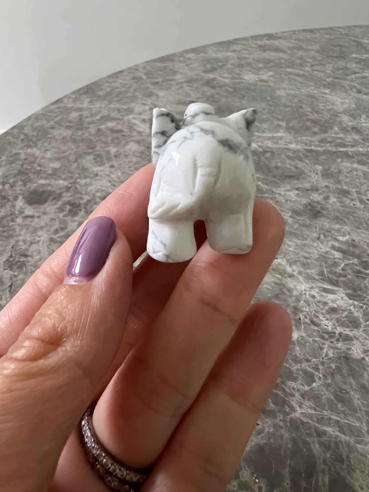 White Howlite Elephant Carving