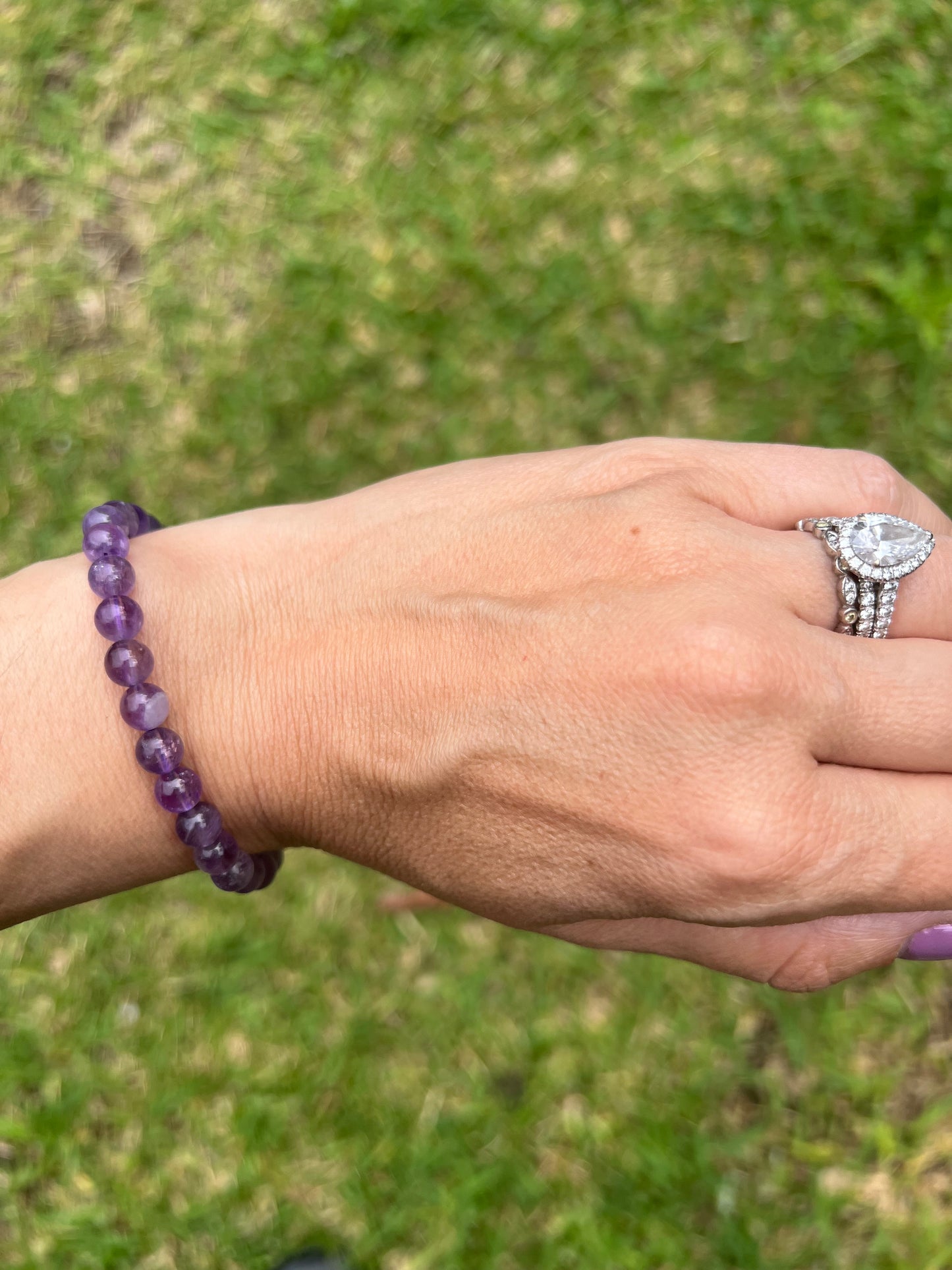 Amethyst Bead Bracelet 6mm
