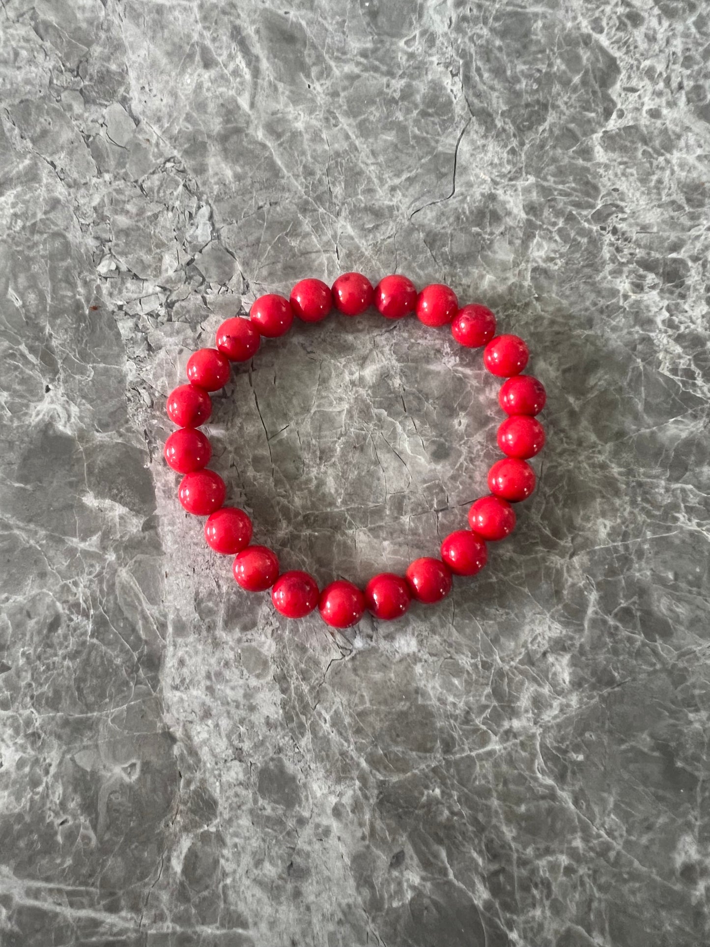 Red Bamboo Bead Bracelet 8mm