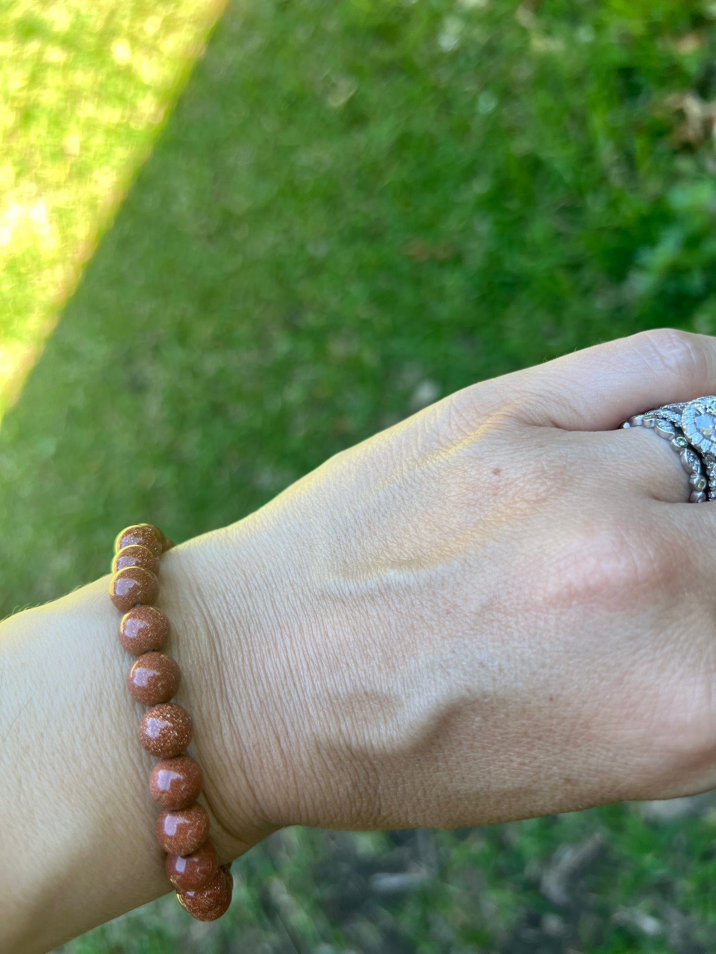 Red Goldstone Bead Bracelet 8mm