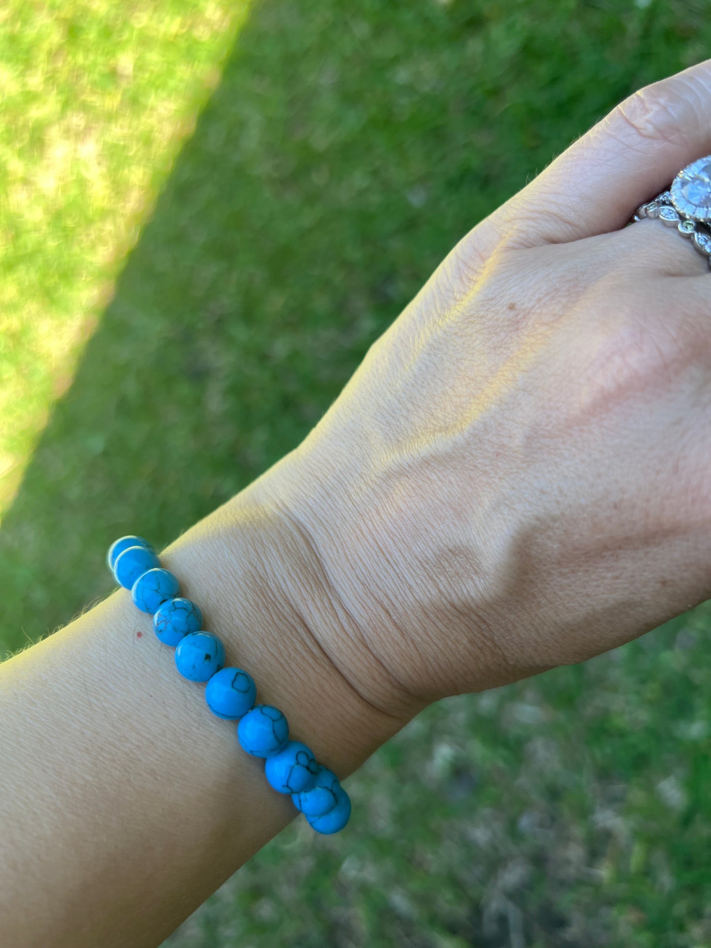 Blue Howlite Bead Bracelet 8mm