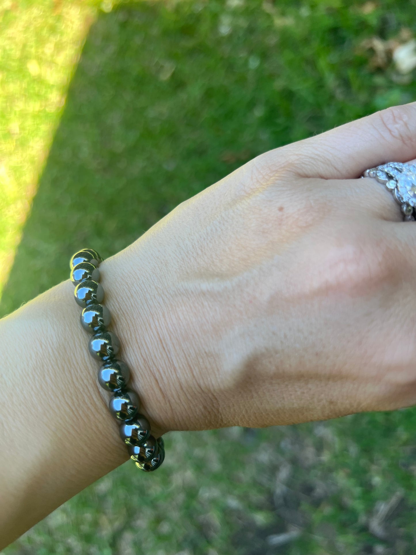 Hematite Bead Bracelet 8mm