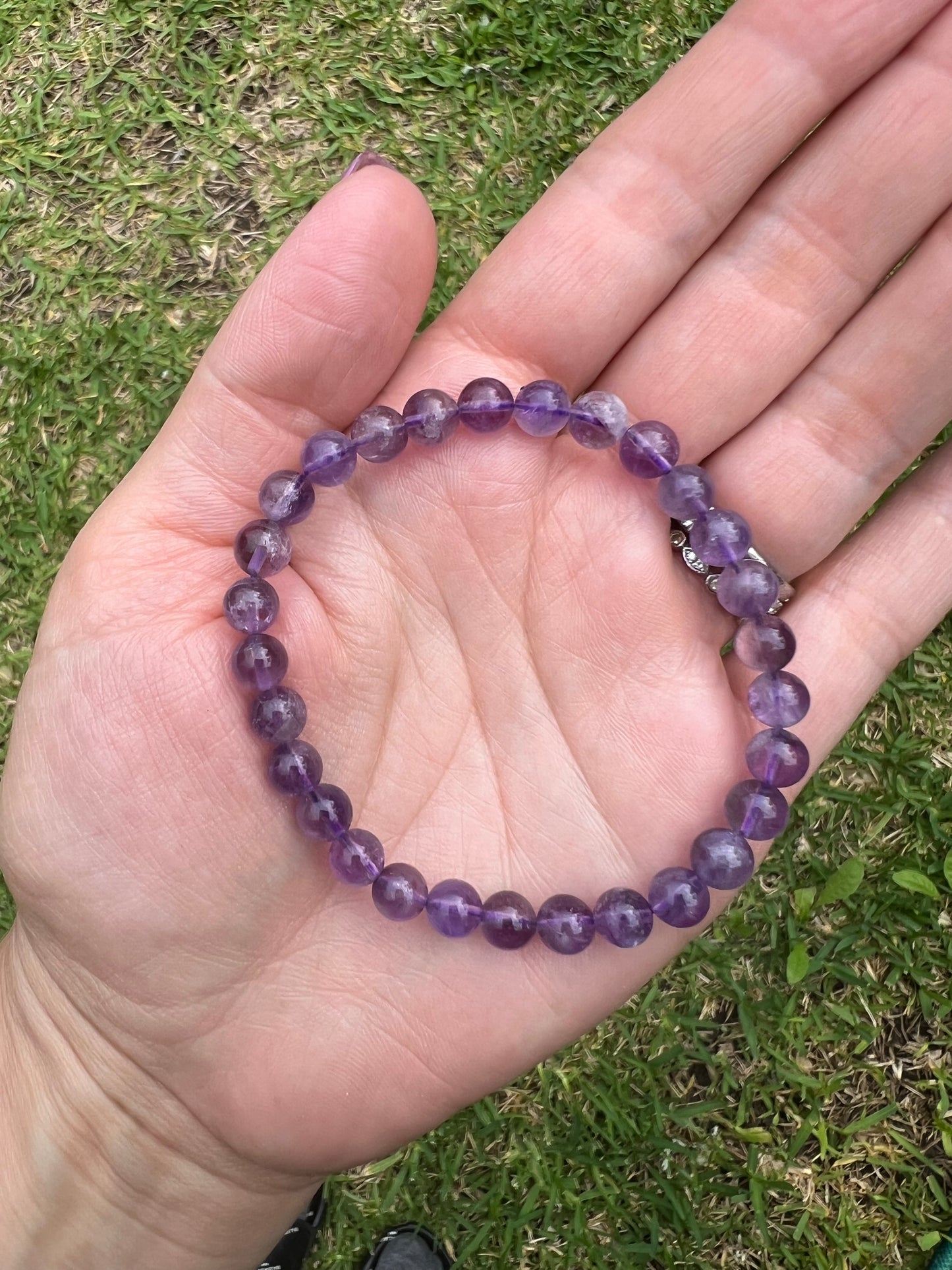 Amethyst Bead Bracelet 6mm
