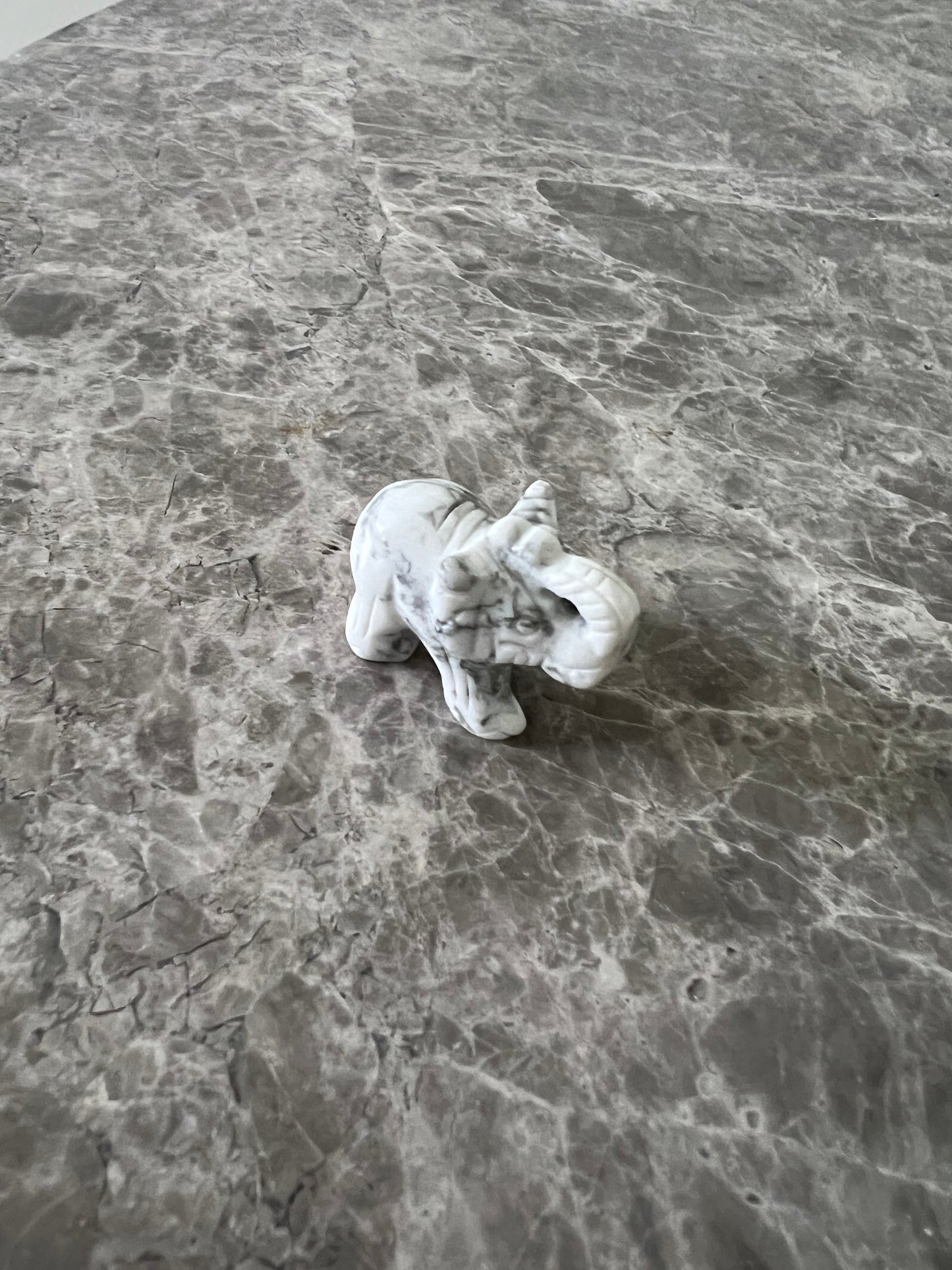 White Howlite Elephant Carving