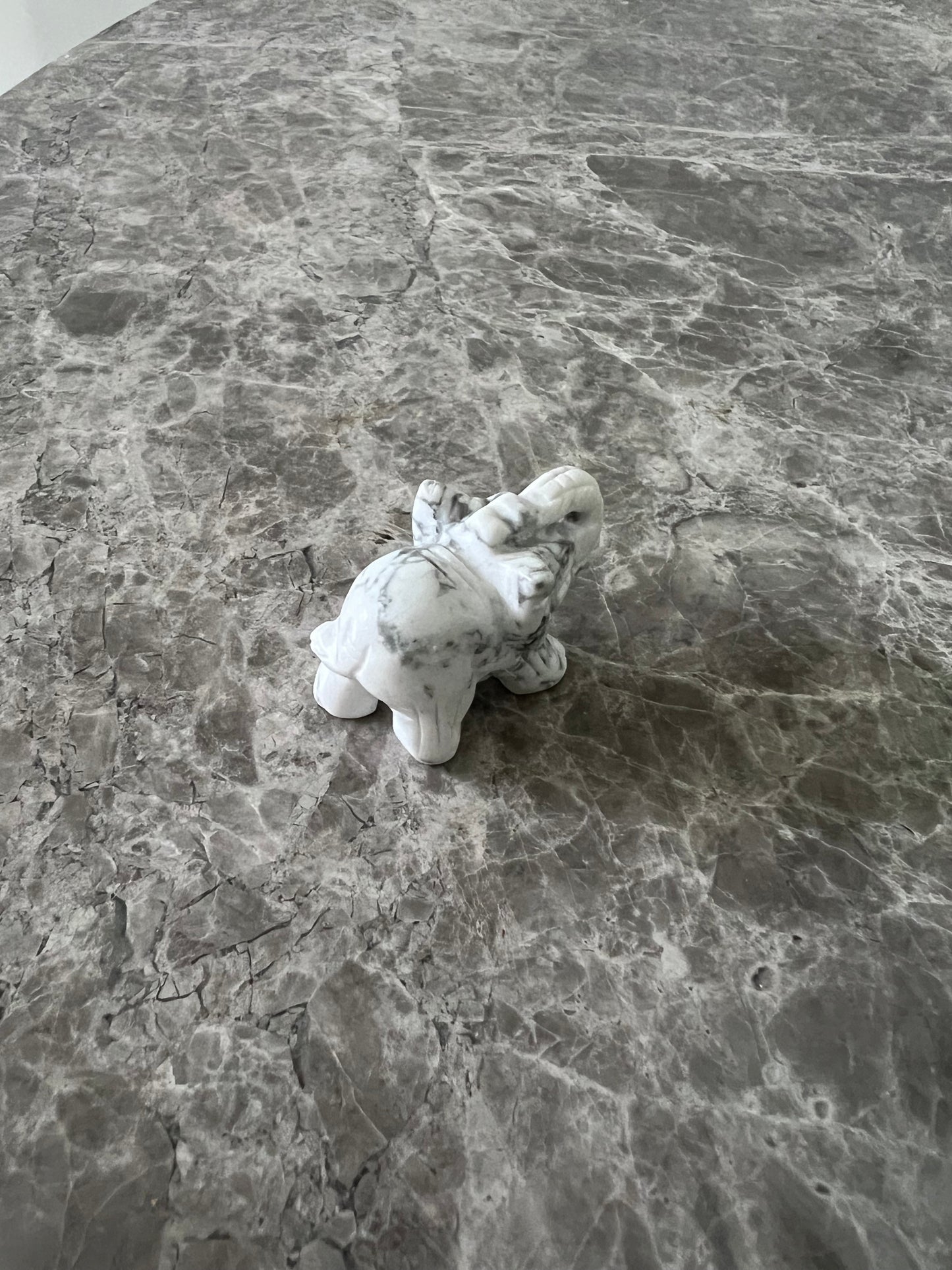 White Howlite Elephant Carving