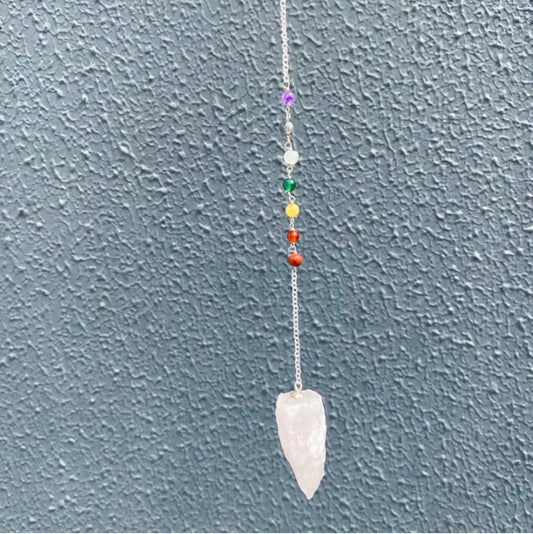 Raw Chakra Pendulum Rose Quartz
