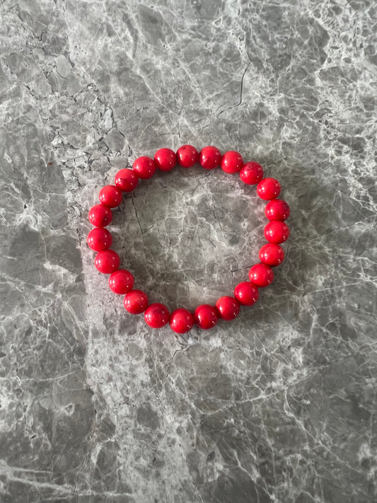 Red Bamboo Bead Bracelet 8mm