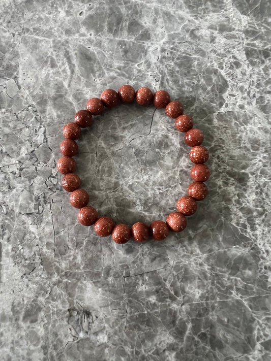 Red Goldstone Bead Bracelet 8mm