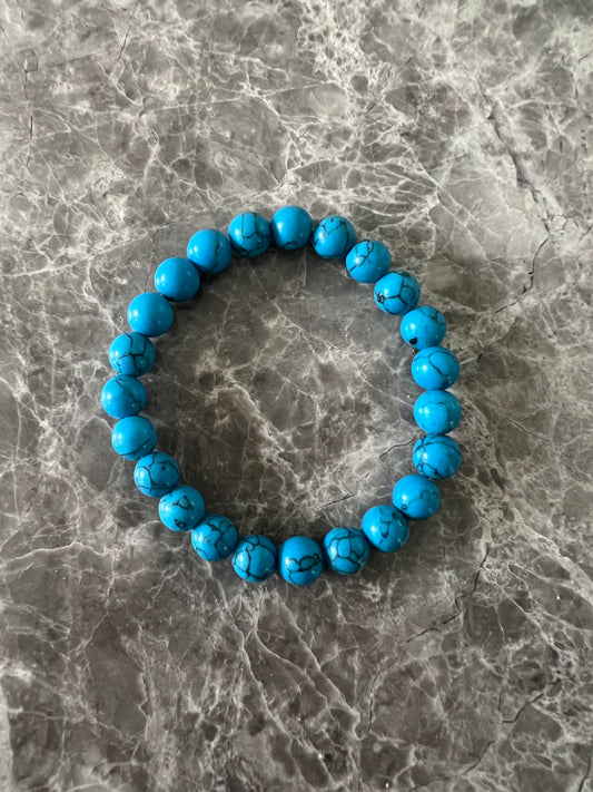 Blue Howlite Bead Bracelet 8mm