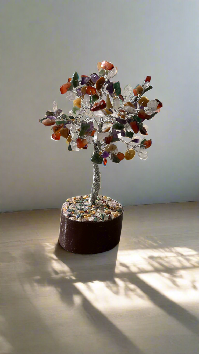 Mixed Crystal Tree Small Silver