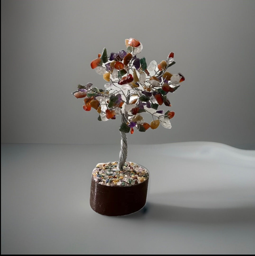Mixed Crystal Tree Small Silver