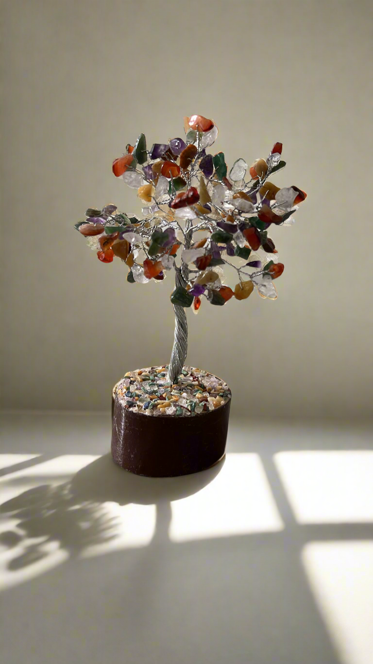 Mixed Crystal Tree Small Silver