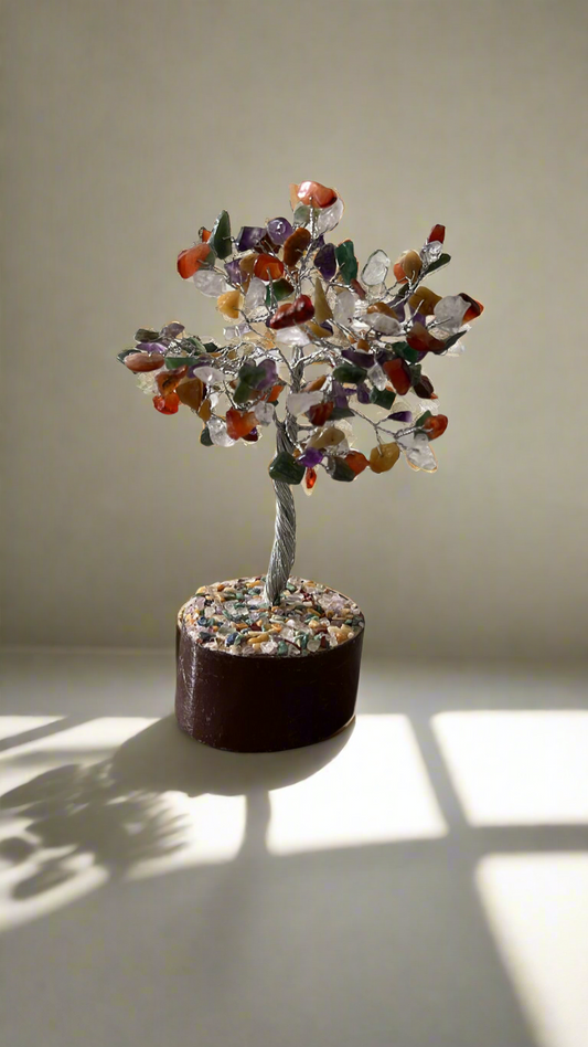 Mixed Crystal Tree Small Silver